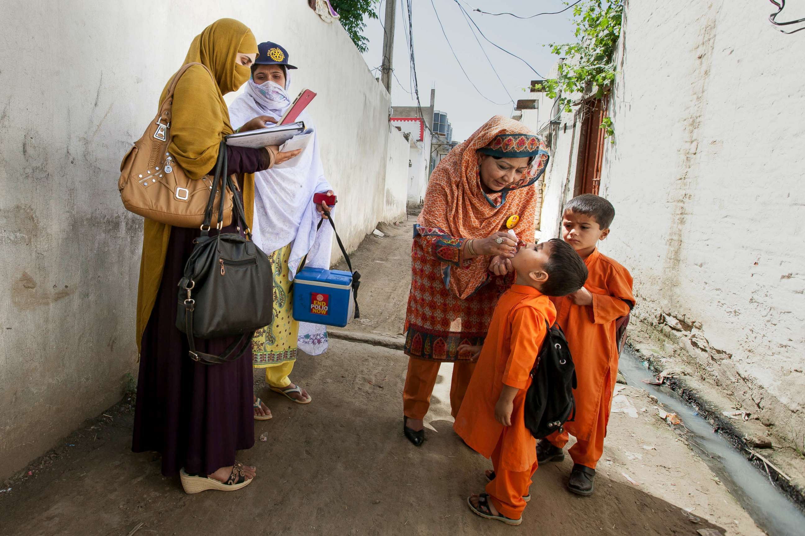 PHOTO: Polio vaccines are administered to some children.
