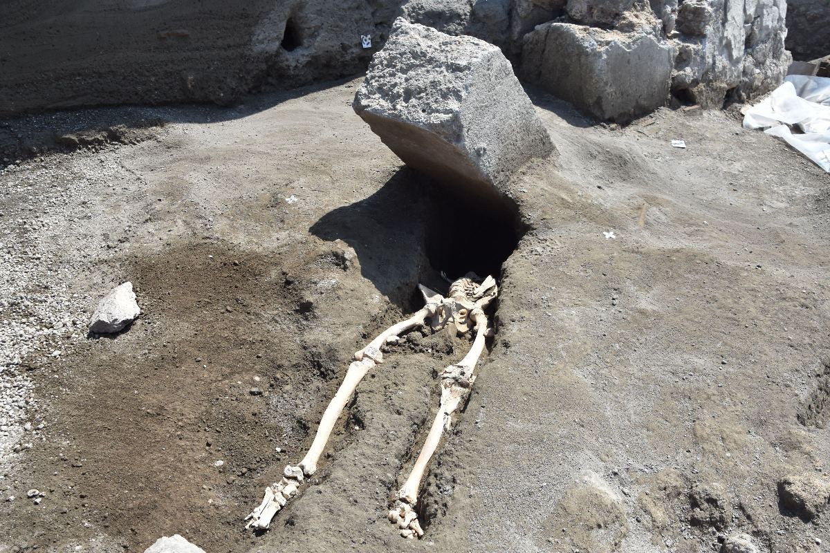 PHOTO: Archaeologists discovered the skeleton of a man at the Roman city of Pompeii who they believe fell while fleeing the volcanic explosion of Mt. Vesuvius in 79 A.D.