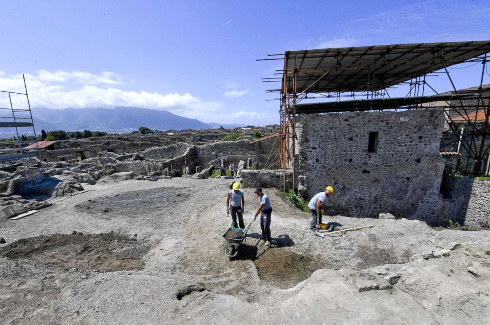 PHOTO: Excavation works at the archaeological site of Pompeii, where the 'Vicolo dei Balconi' (Alley of Balconies) was recently uncovered in Pompeii, Italy, May 17, 2018.