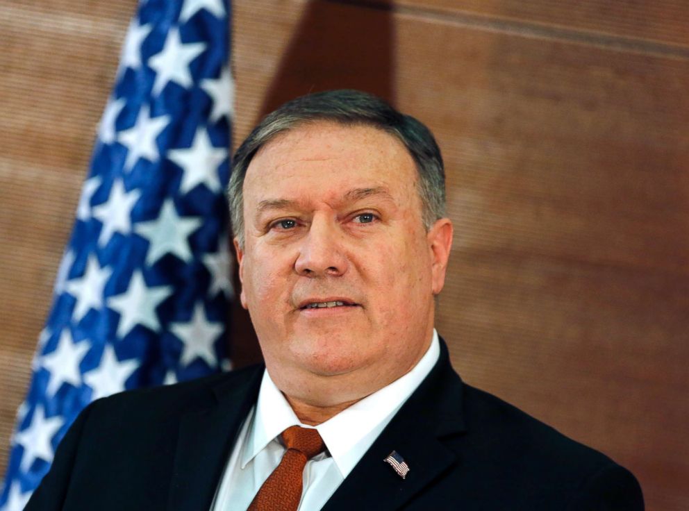 PHOTO: Secretary of State Mike Pompeo, gives a speech at the American University in Cairo, Jan. 10, 2019.