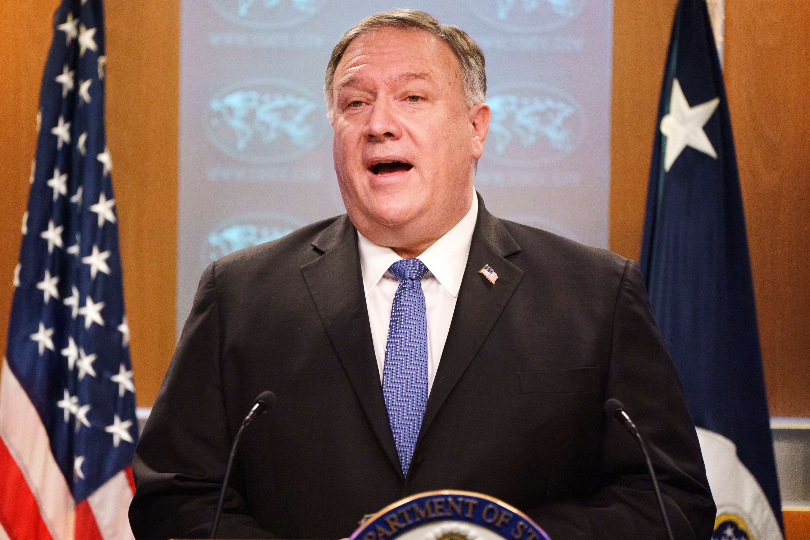 PHOTO: Secretary of State Mike Pompeo speaks during media briefing, Nov. 10, 2020, at the State Department in Washington.