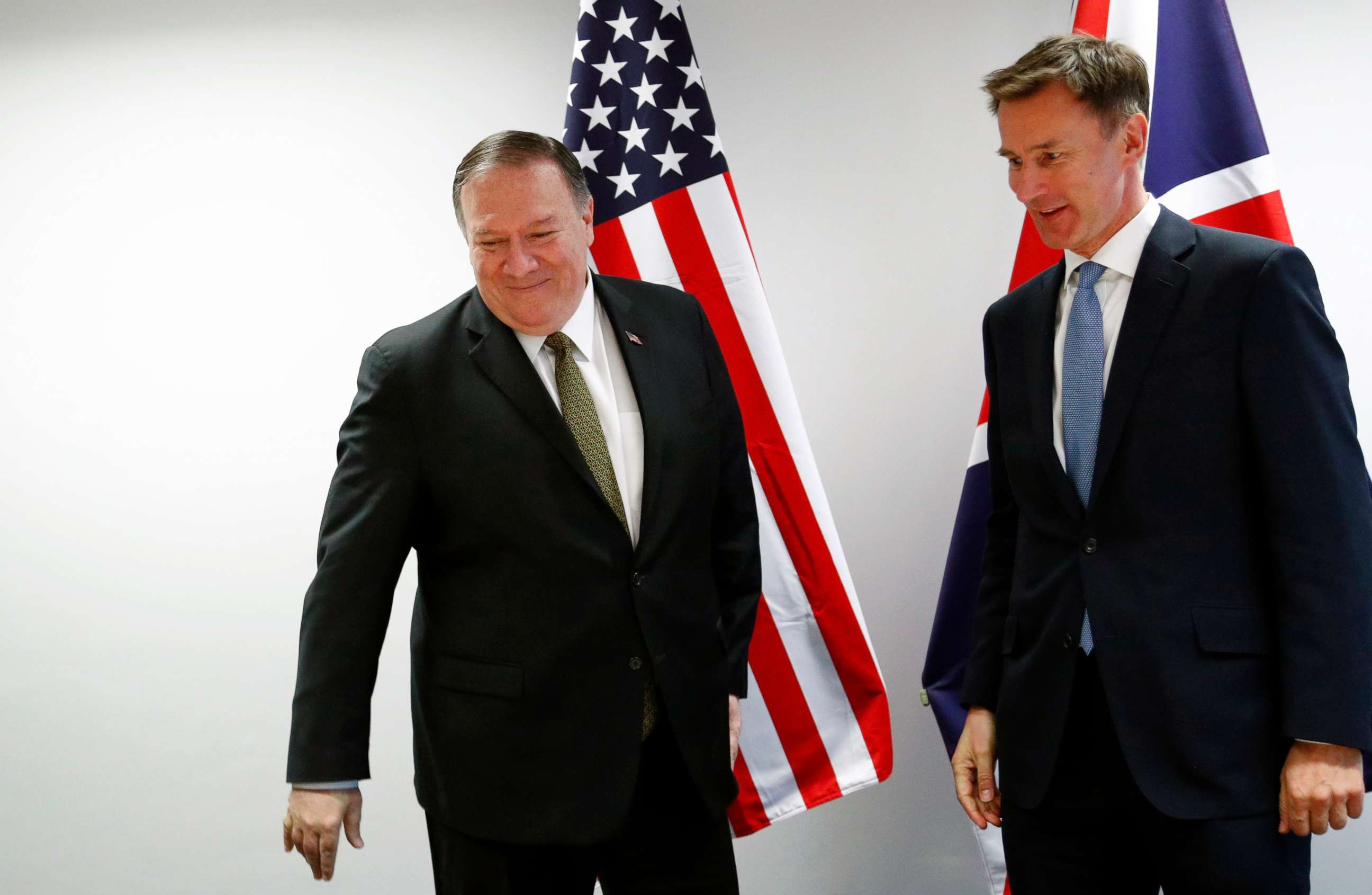 PHOTO: Secretary of State Mike Pompeo poses with Britain's Foreign Secretary Jeremy Hunt at the European Council in Brussels, May 13, 2019.