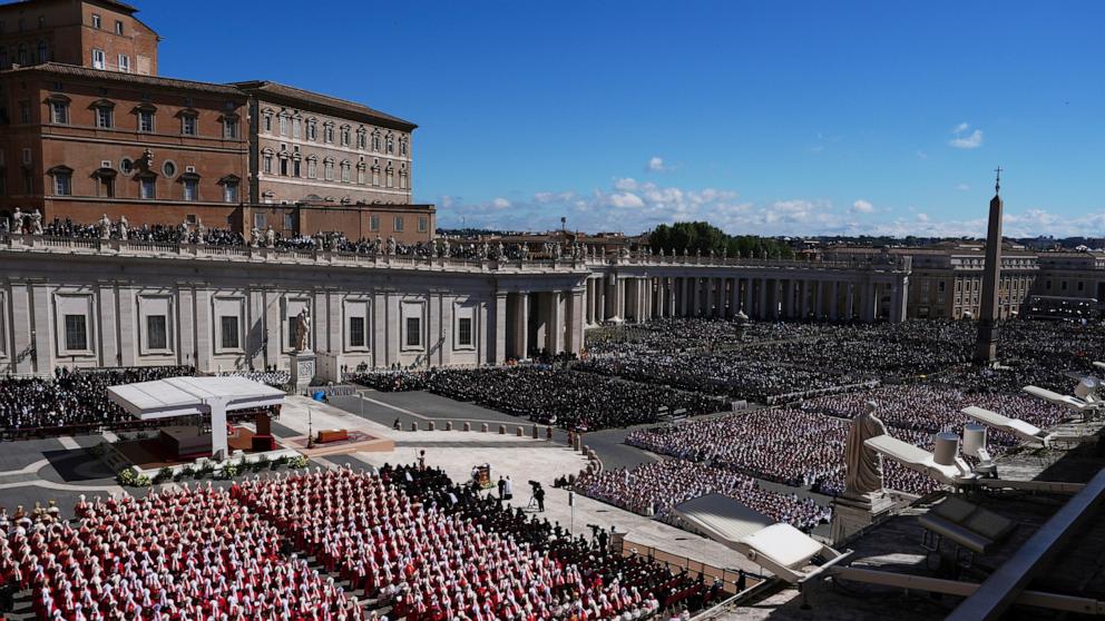 PHOTO: A view of St Peter's Square during the funeral of Pope Francis, at the Vatican, Saturday, April 26, 2025.