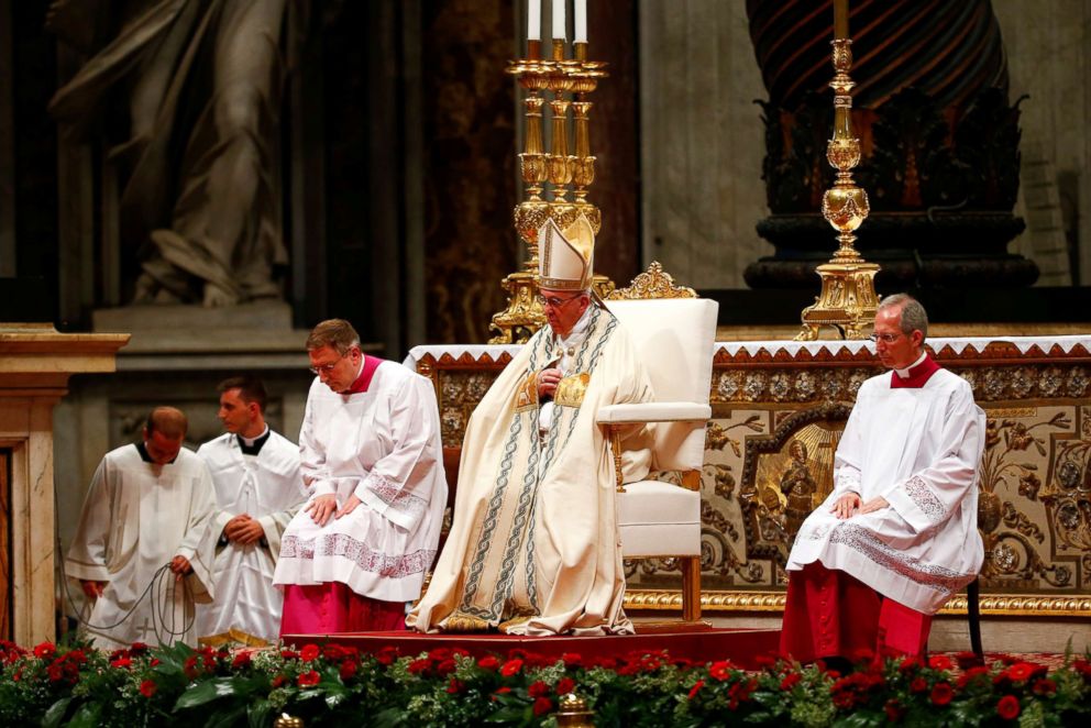 PHOTO: Pope Francis leads a consistory ceremony to install 14 new cardinals in Saint Peter's Basilica at the Vatican, June 28 2018.