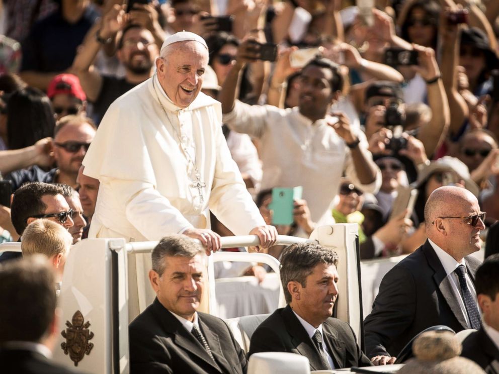 PHOTO: Pope Francis arrives at his General Weekly Audience in St. Peters Square on Aug. 29, 2018, in Vatican City, Vatican.