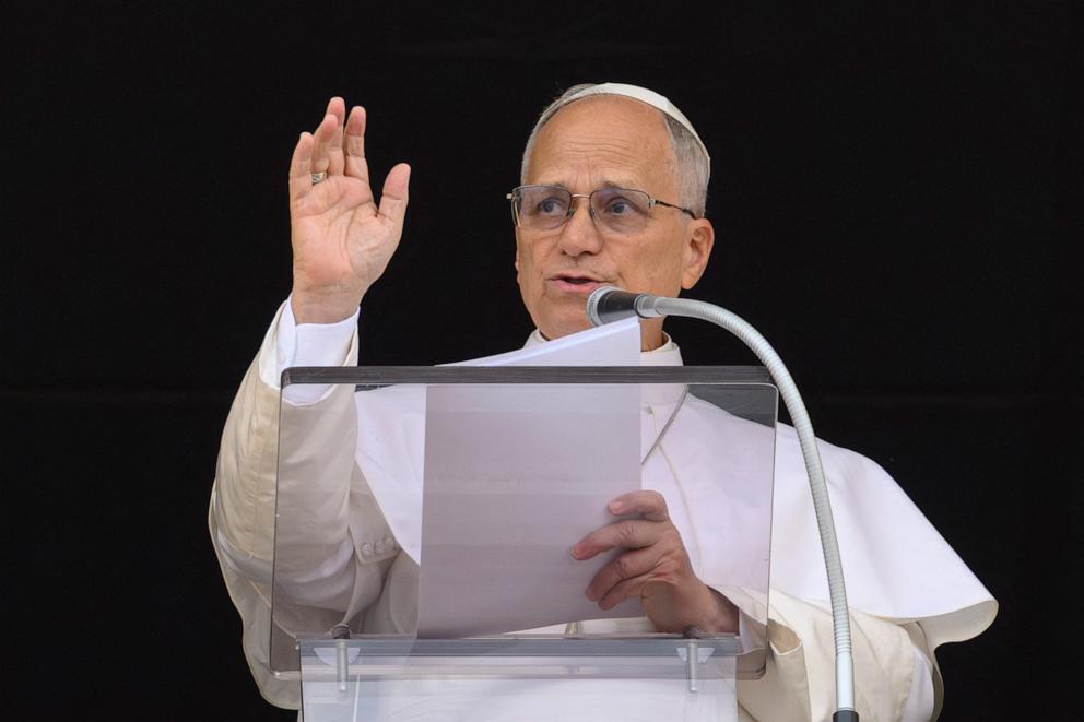 PHOTO: Pope Leo XIV speaks during Regina Caeli prayer in The Vatican, May 10, 2026.
