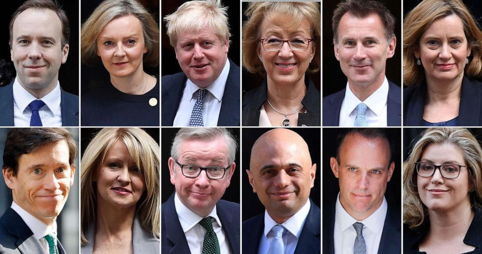 PHOTO: A combination of pictures created in London on May 17, 2019 shows declared and potential contenders in any upcoming Conservative Party leadership contest.