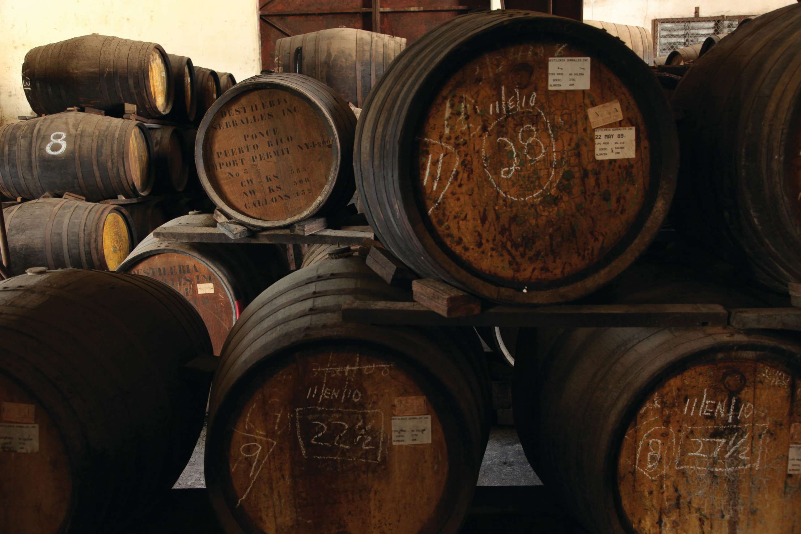 PHOTO: Rum barrels from Destilería Serrallés, Inc. at the distillery in Puerto Rico.