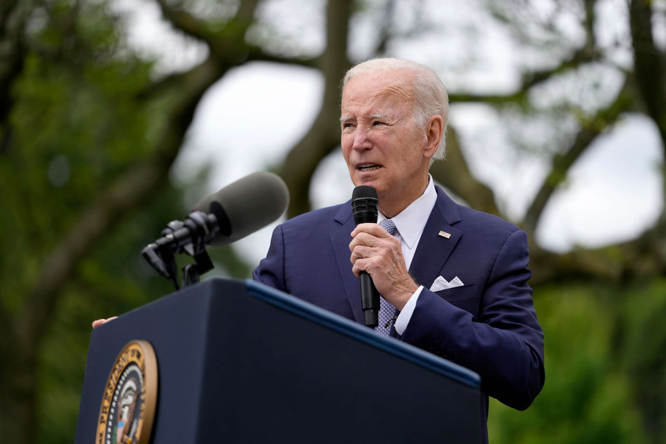 PHOTO: President Joe Biden speaks in the Rose Garden of the White House in Washington, May 1, 2023.