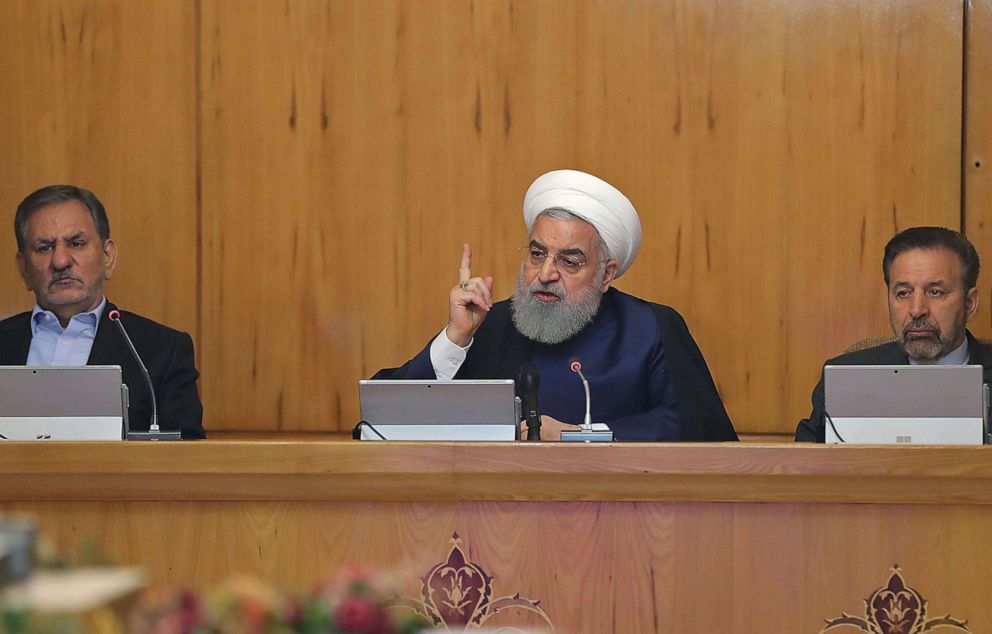 PHOTO: A handout picture provided by the Iranian presidency on May 8, 2019, shows President Hassan Rouhani delivering a speech in the capital Tehran.