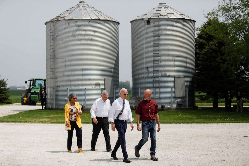 PHOTO: President Joe Biden visits a family farm in Kankakee, Ill., May 11, 2022. 