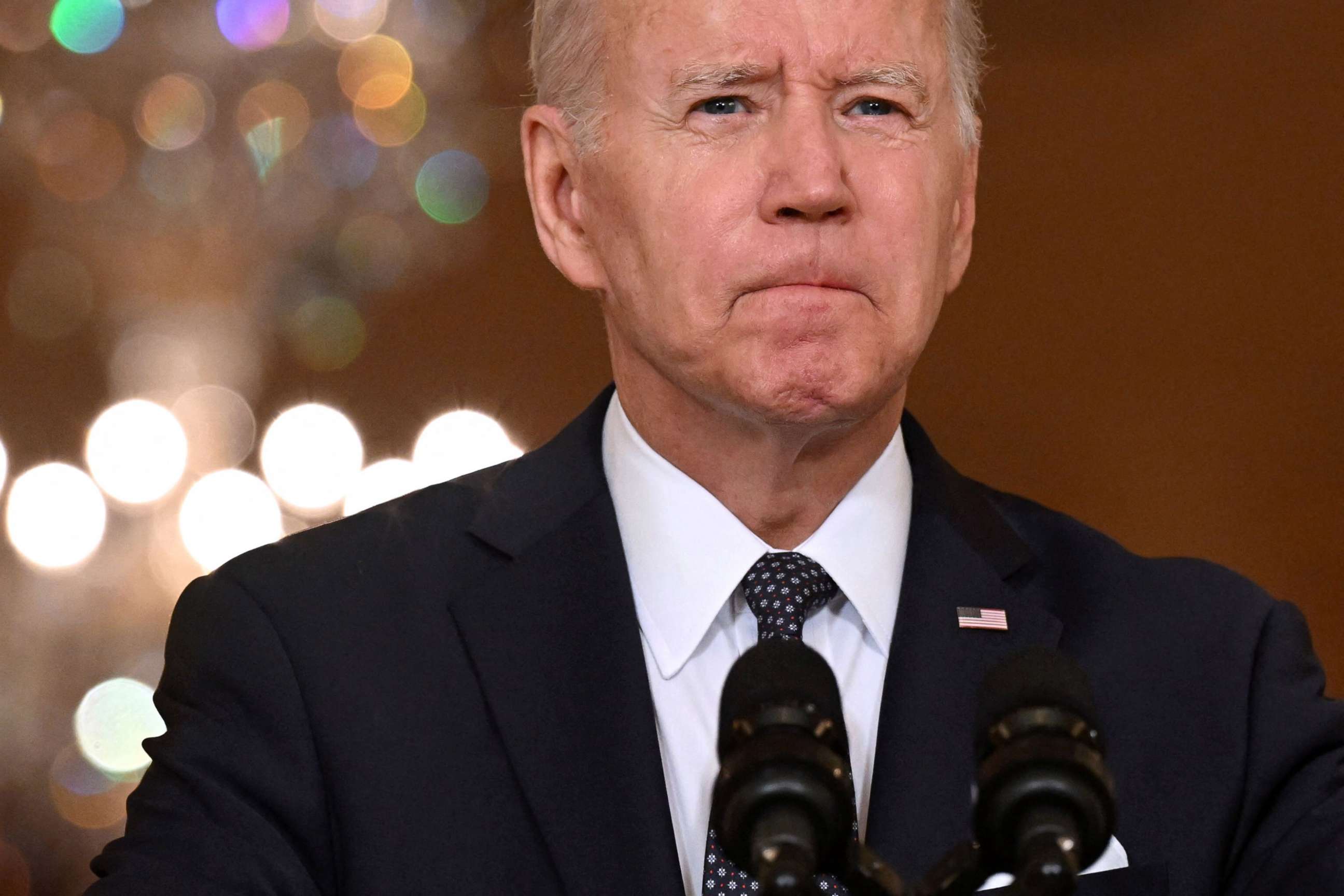 PHOTO: President Joe Biden speaks about the recent mass shootings and urges Congress to pass laws to combat gun violence at the Cross Hall of the White House in Washington, June 2, 2022. 