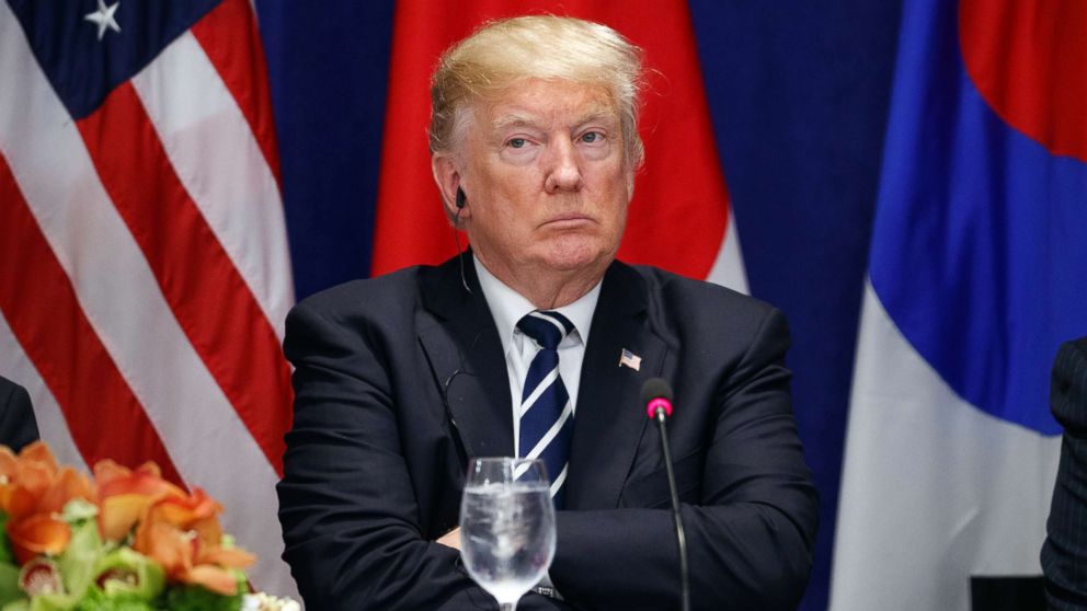 President Donald Trump listens during a luncheon at the Palace Hotel during the United Nations General Assembly, Sept. 21, 2017, in New York.