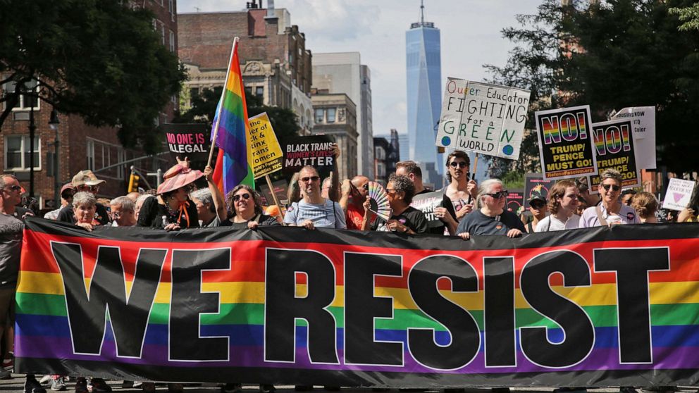 PHOTO: Marchers participate in the Queer Liberation March in New York, June 30, 2019.