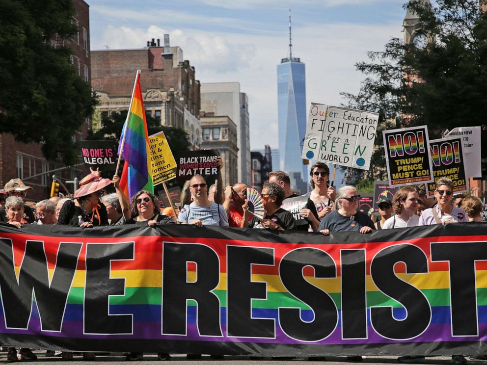 PHOTO: Marchers participate in the Queer Liberation March in New York, June 30, 2019.