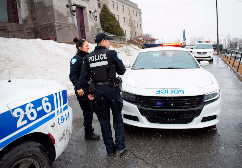 PHOTO: Police provide security at Saint Joseph's Oratory in Montreal, March 22, 2019, after Catholic Priest Claude Grou was stabbed during a livestreamed morning mass. 