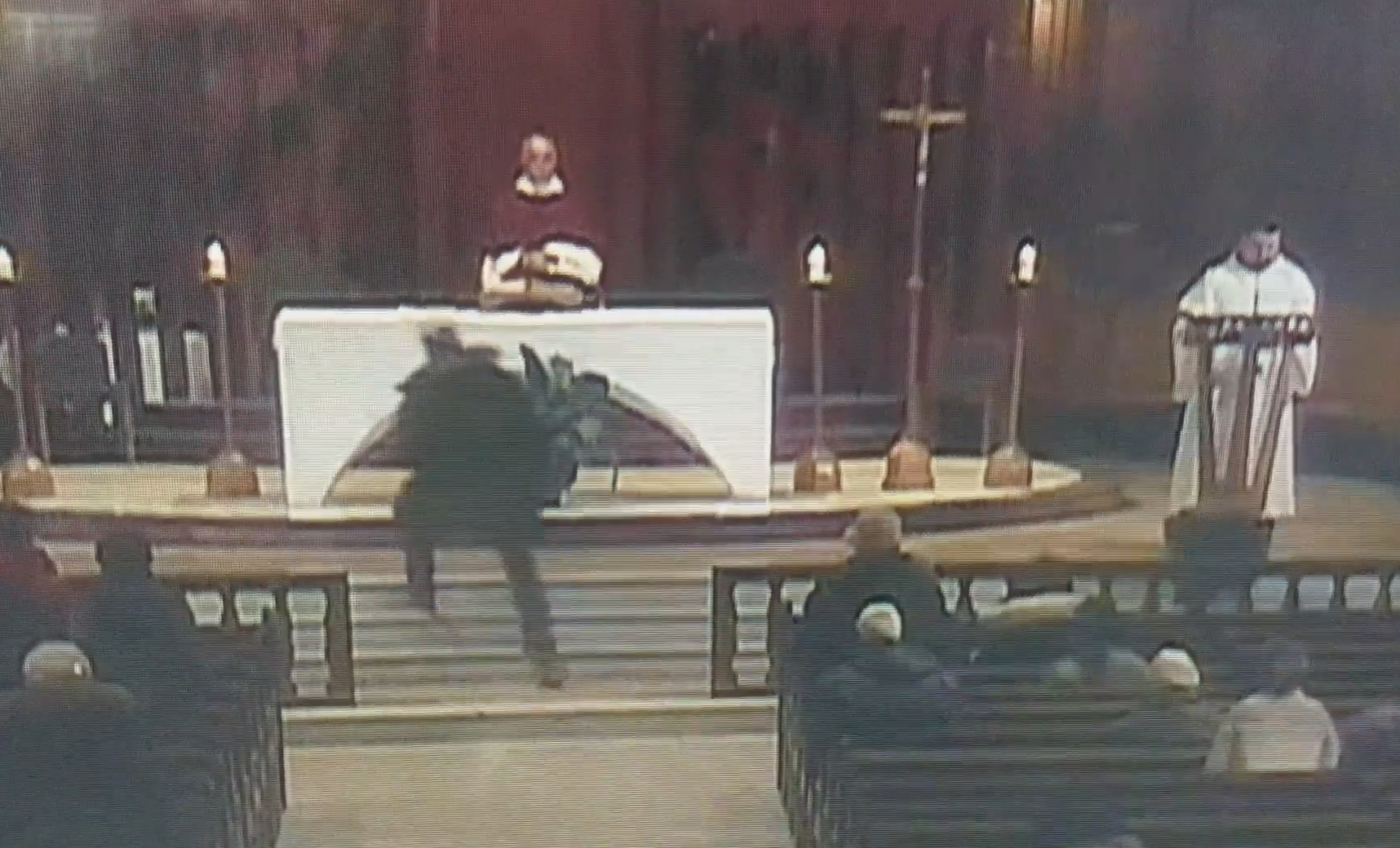 PHOTO: A Catholic priest was stabbed while celebrating Mass in Montreal, March 22, 2019, as stunned parishioners looked on, according to officials and video footage. The attack was broadcast on a live video stream.