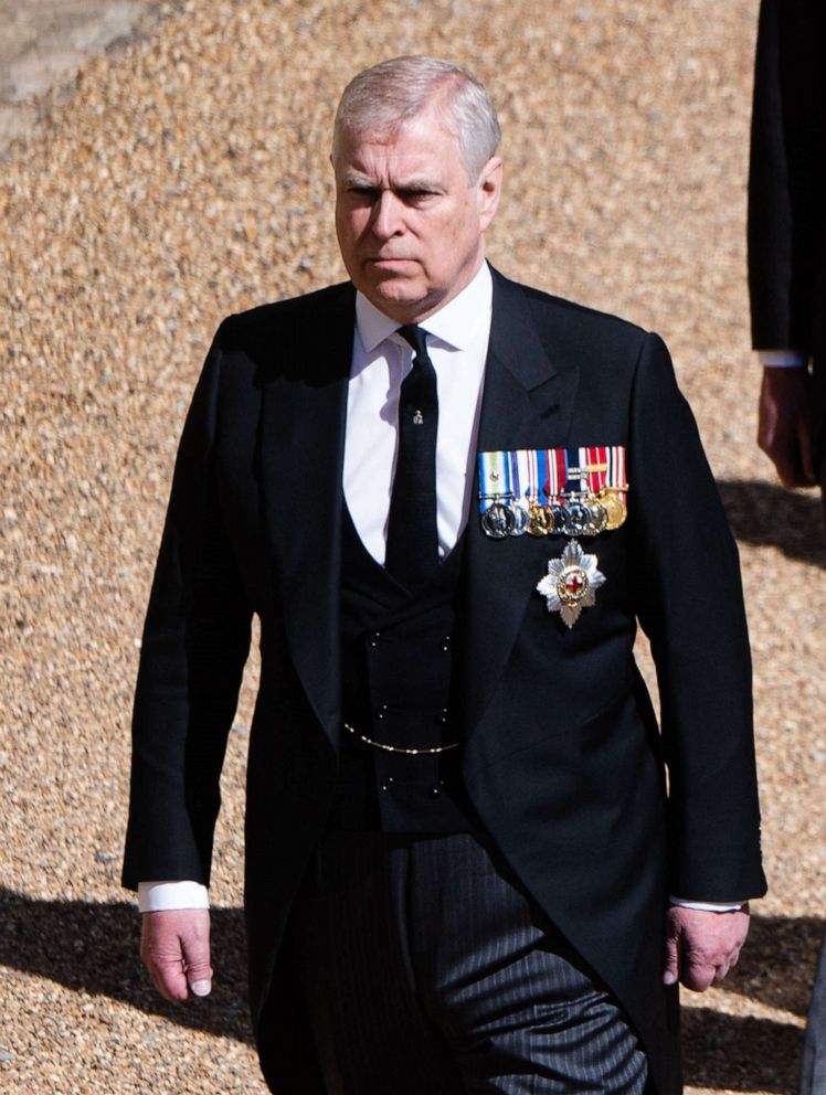 PHOTO: Prince Andrew, Duke of York during the funeral of Prince Philip, Duke of Edinburgh on April 17, 2021 in Windsor, England.