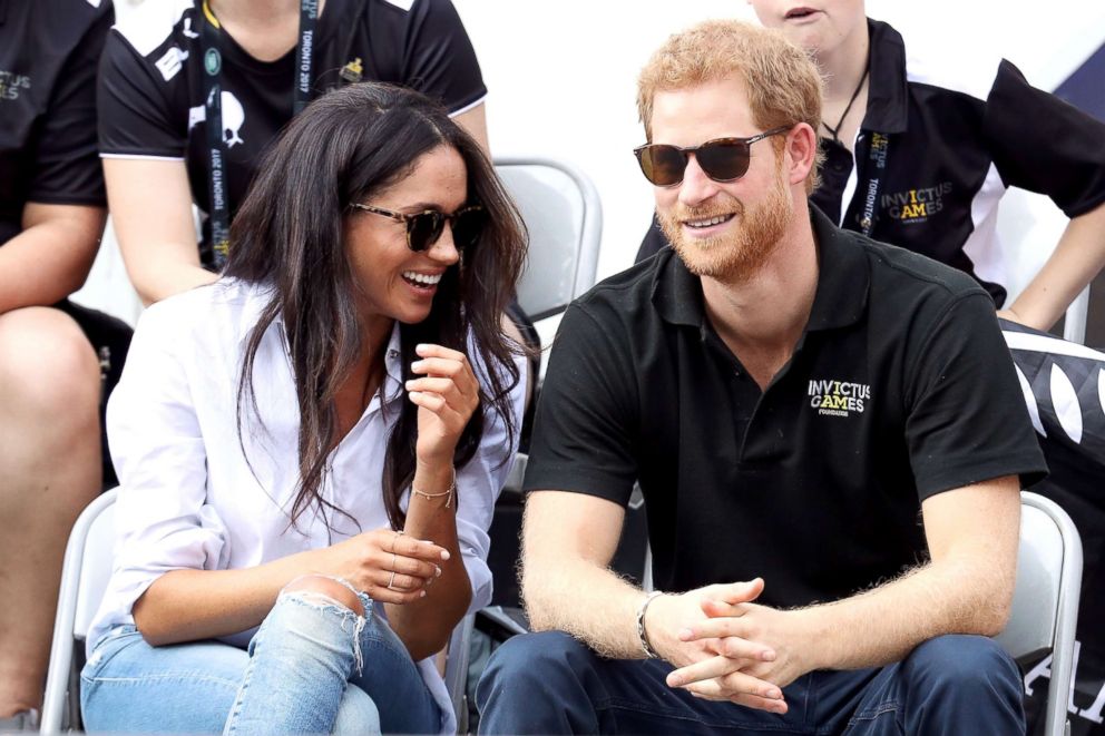 PHOTO: Prince Harry and Meghan Markle attend a wheelchair tennis game at the Invictus Games on September 25, 2017 in Toronto.