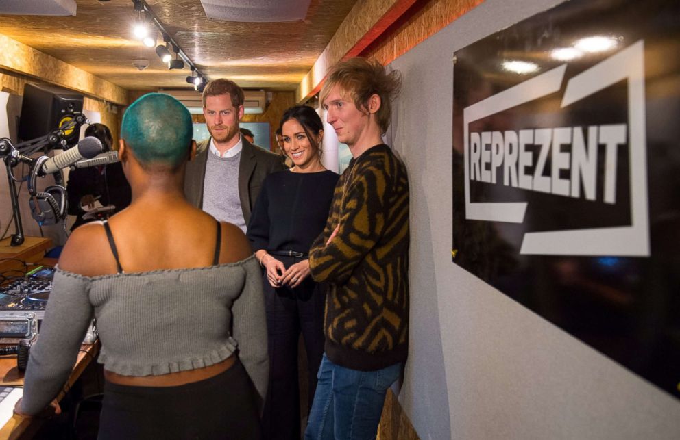 PHOTO: Britain's Prince Harry and his fiancee Meghan Markle visit radio station Reprezent FM, in Brixton, London Jan. 9, 2018. 