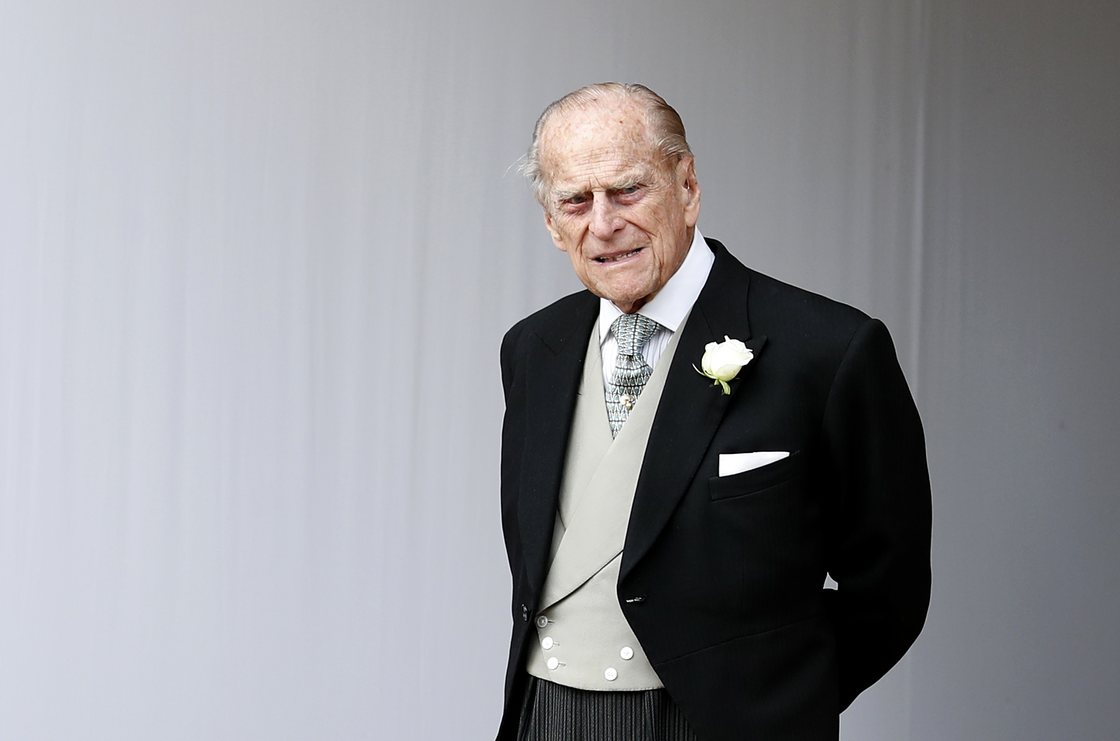PHOTO: Prince Philip waits for the bridal procession following the wedding of Princess Eugenie of York and Jack Brooksbank in St George's Chapel, Windsor Castle, near London, Oct. 12, 2018.