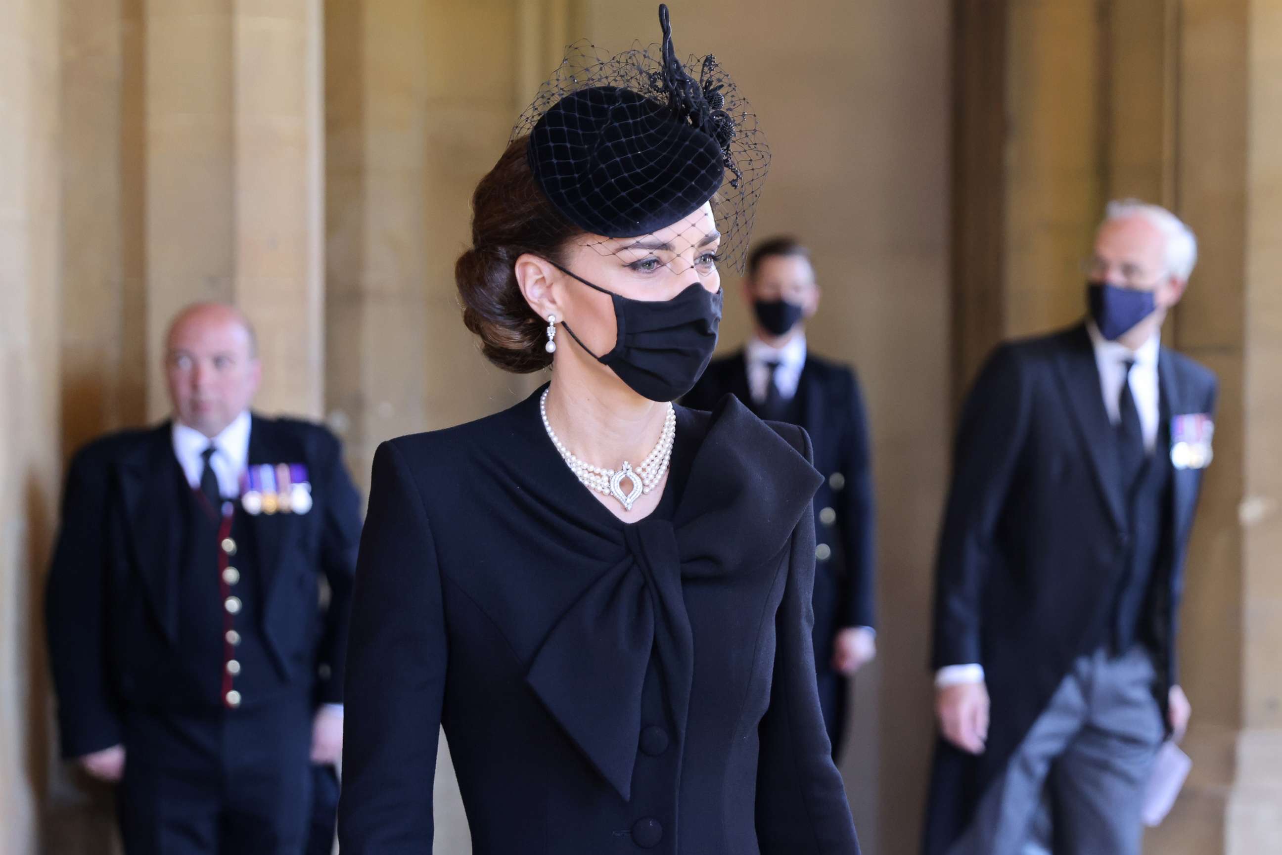 PHOTO: Catherine, Duchess of Cambridge  during the funeral of Prince Philip, Duke of Edinburgh at Windsor Castle on April 17, 2021, in Windsor, England.