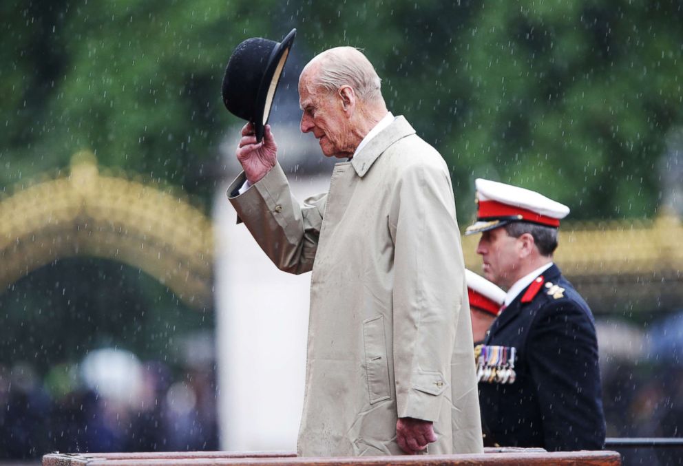 PHOTO: Britain's Prince Philip, in his role as Captain General, Royal Marines, attends a Parade to mark the finale of the 1664 Global Challenge, on the Buckingham Palace Forecourt, in central London, Britain, Aug. 2, 2017.