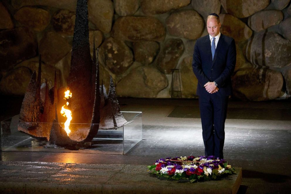 PHOTO: Britain's Prince William attends a ceremony at the Hall of Remembrance at the Yad Vashem Holocaust memorial in Jerusalem, June 26, 2018.