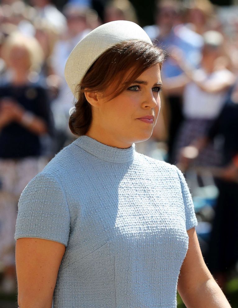 PHOTO: Princess Eugenie arrives at St George's Chapel at Windsor Castle before the wedding of Prince Harry to Meghan Markle, May 19, 2018, in Windsor, England.