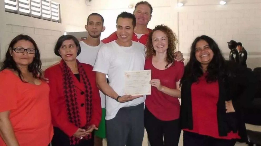 PHOTO: Political prisoner Edwin Espinal married human rights activist Karen Spring in a prison in  Honduras, Oct. 18, 2018. 