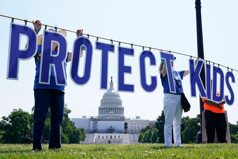 PHOTO: People attend a gun violence protest near Capitol Hill in Washington, June 8, 2022.