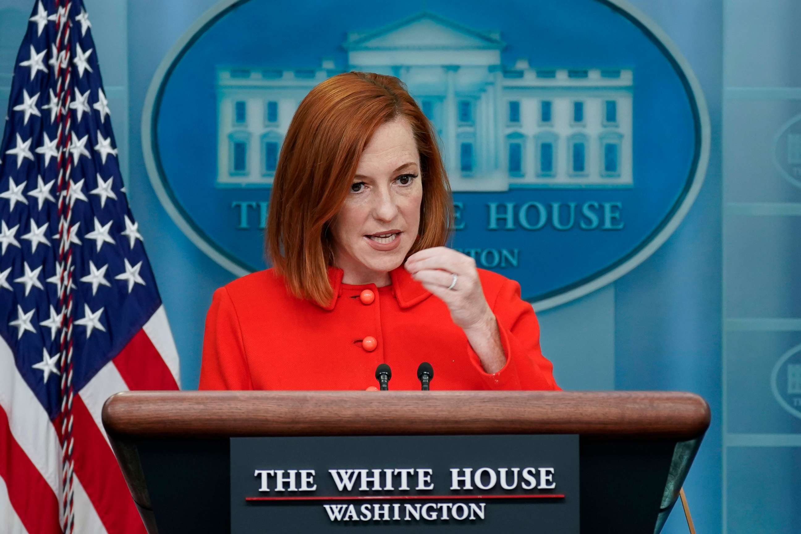 PHOTO: White House press secretary Jen Psaki speaks during the daily briefing at the White House in Washington, April 11, 2022.