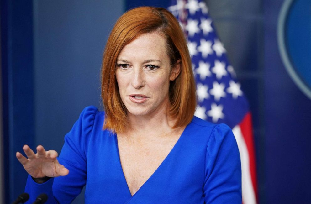PHOTO: White House Press Secretary Jen Psaki speaks during the daily press briefing in the Brady Briefing Room of the White House in Washington on Oct. 1, 2021.