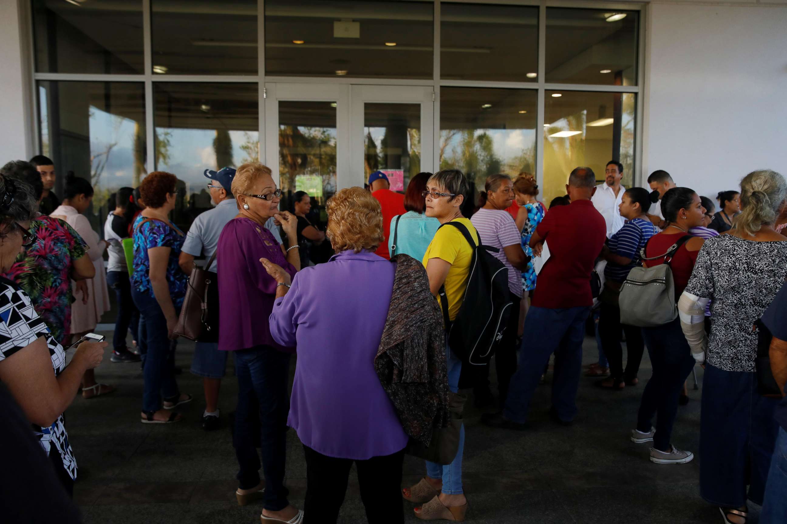 PHOTO: Residents affected by Hurricane Maria wait for medical specialists to arrive at the HIMA San Pablo Hospital in the municipality of Caguas, outside San Juan, Puerto Rico, Oct. 13, 2017.