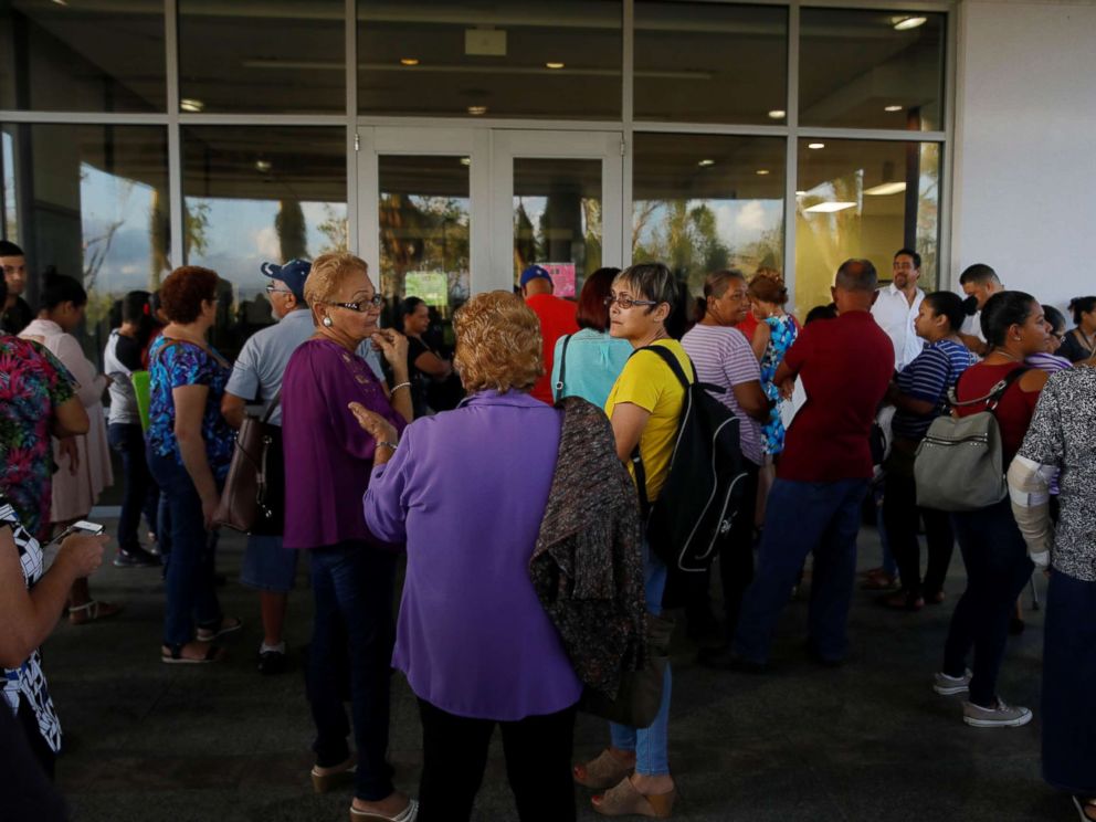 PHOTO: Residents affected by Hurricane Maria wait for medical specialists to arrive at the HIMA San Pablo Hospital in the municipality of Caguas, outside San Juan, Puerto Rico, Oct. 13, 2017.
