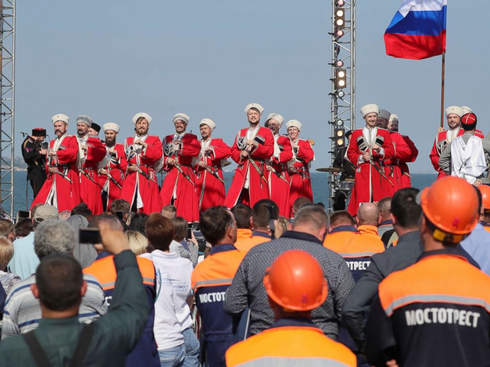 PHOTO: A combined rally and concert marking the opening of a road section of the Kerch Strait (Crimean) Bridge, May 15, 2018, Kerch, Russia.