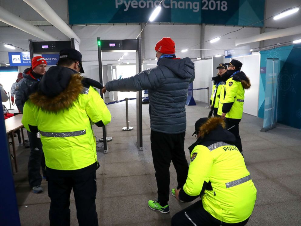 PHOTO: German athletes go through a security screening during previews ahead of the Pyeongchang 2018 Winter Olympic Games, Feb. 6, 2018, in Pyeongchang, South Korea