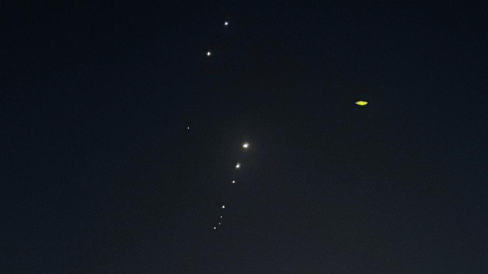 PHOTO: Traces are seen in the sky after Iran's armed forces say they targeted The Al-Udeid base in a missile attack, as seen from Doha, Qatar, June 23, 2025.