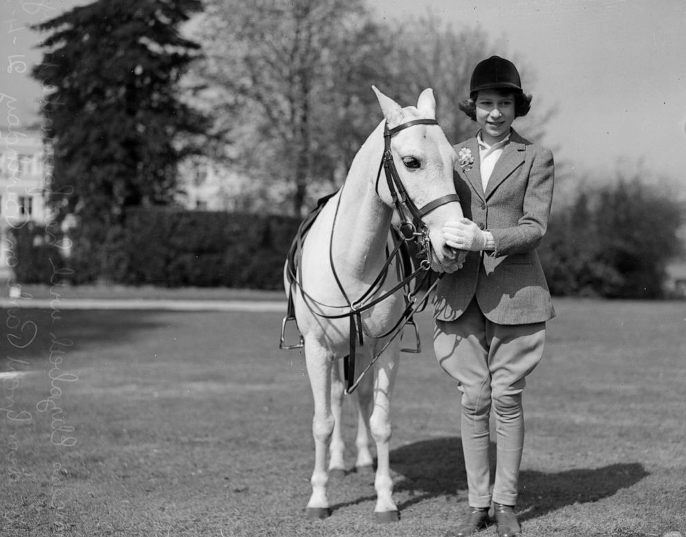 PHOTO: Princess Elizabeth with a pony at Windsor Great Park, Berkshire, April 21, 1939.