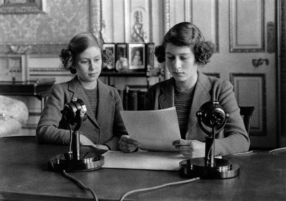 PHOTO: Princesses Elizabeth and Margaret make a broadcast to the children of the Empire during World War II, Oct. 10, 1940. 