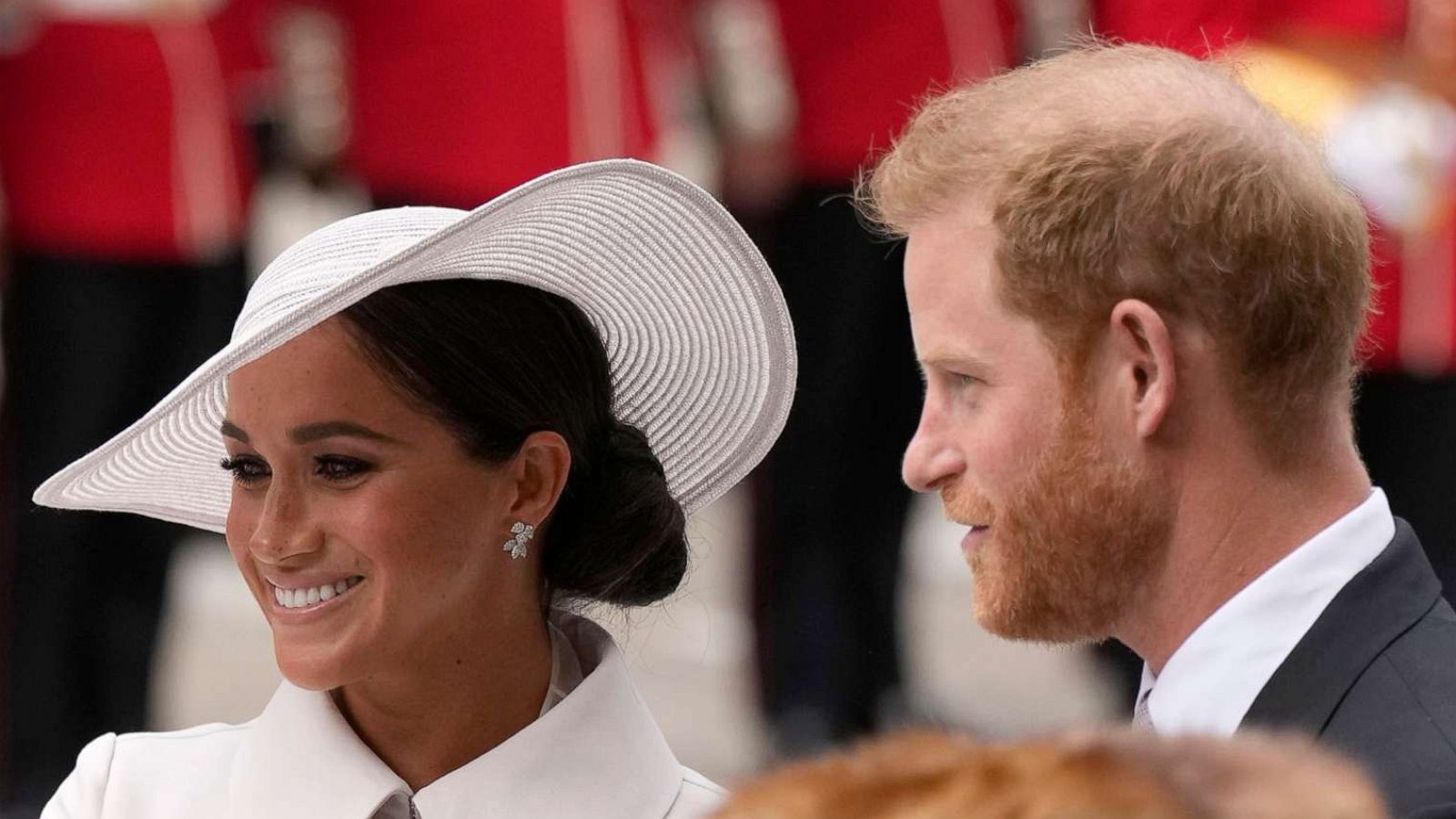 PHOTO: Prince Harry and Meghan Markle, Duke and Duchess of Sussex arrive for a service of thanksgiving for the reign of Queen Elizabeth II at St Paul's Cathedral in London, June 3, 2022 on the second day of celebrations to mark the Platinum Jubilee.