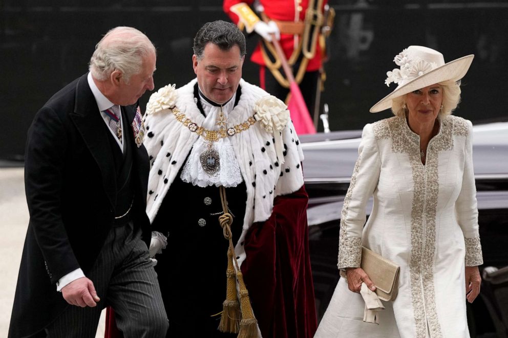 PHOTO: Britain's Prince Charles and Camilla, Duchess of Cornwall arrive for a service of thanksgiving for the reign of Queen Elizabeth II at St Paul's Cathedral in London, June 3, 2022.