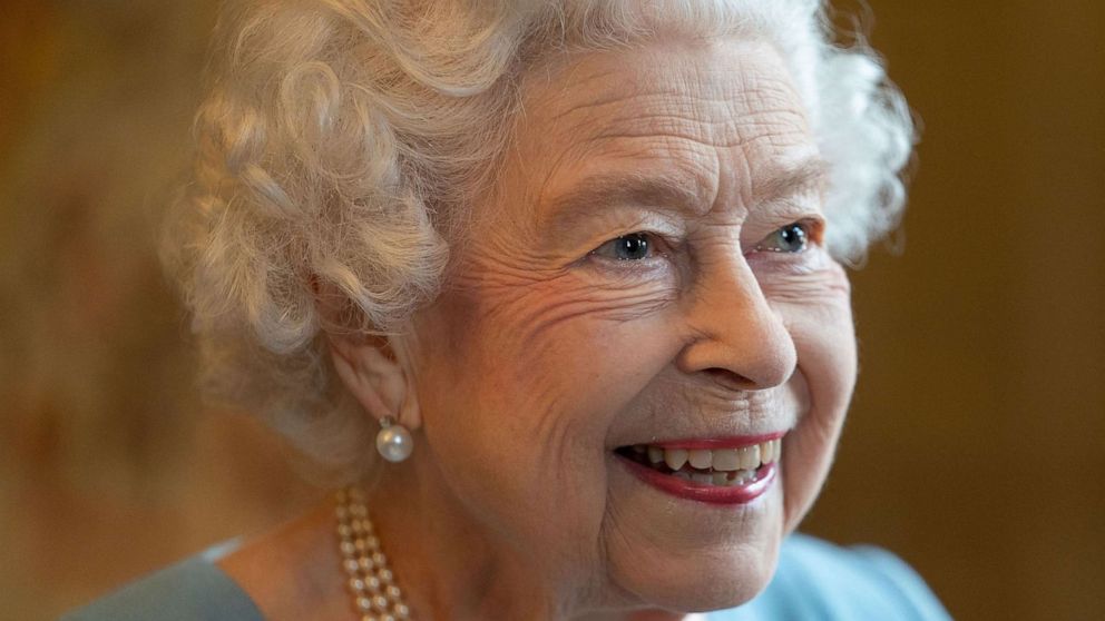 PHOTO: Britain's Queen Elizabeth II smiles during a reception in the Ballroom of Sandringham House, the Queen's Norfolk residence, as she celebrates the start of the Platinum Jubilee, Feb. 5, 2022