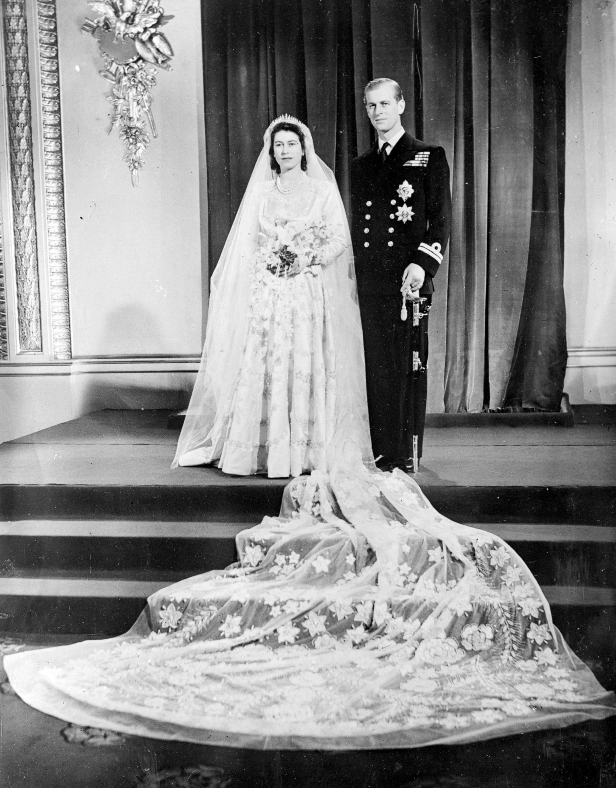 PHOTO: Princess Elizabeth and the Duke of Edinburgh pose for a photo at Buckingham Palace, London, after their wedding ceremony at Westminster Abbey, Nov. 20, 1947.