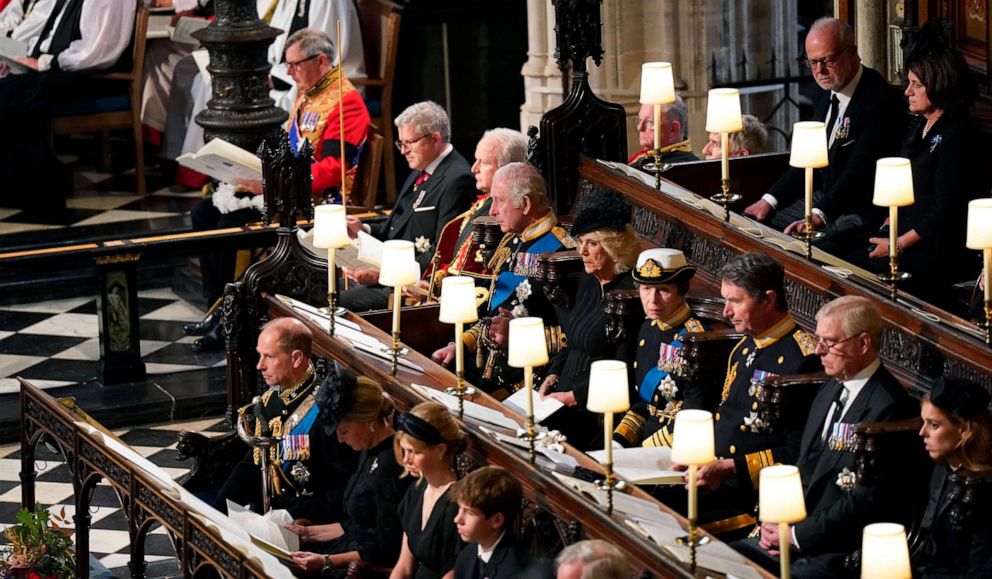 PHOTO: Members of the royal family, including King Charles III, attend the committal service for Britain's Queen Elizabeth II at St. George's Chapel, Windsor Castle, in Windsor, England, Sept. 19, 2022.