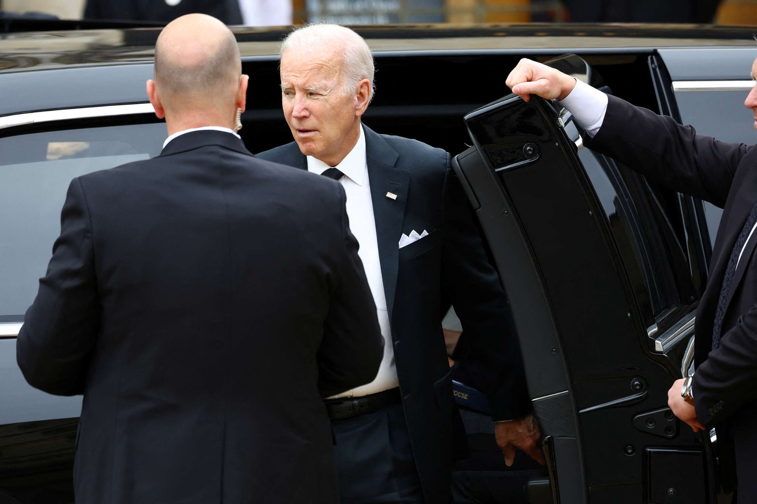 PHOTO: President Joe Biden arrives for the State Funeral of Queen Elizabeth II at Westminster Abbey on Sept. 19, 2022 in London.