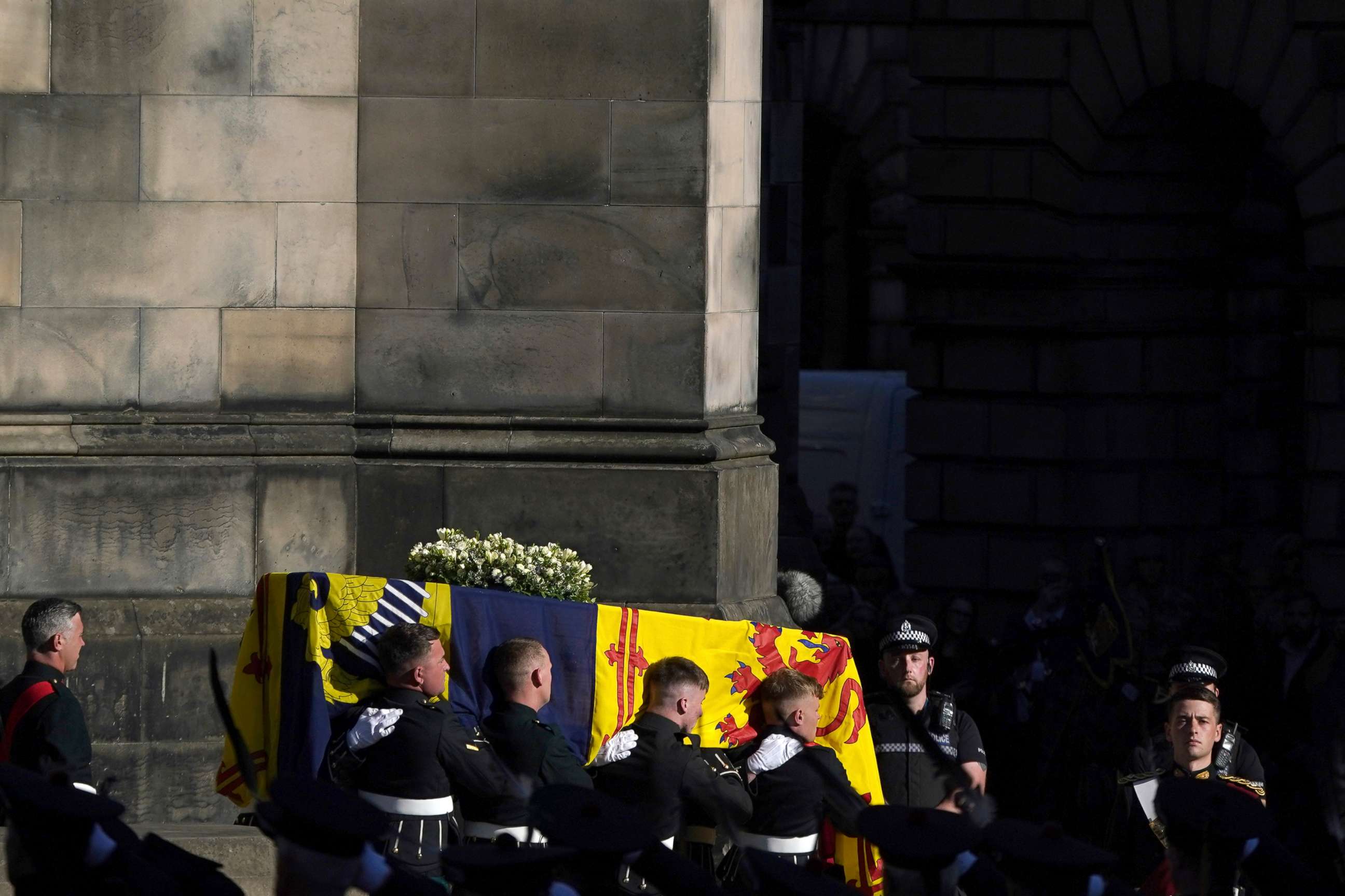 PHOTO: The coffin of Queen Elizabeth II is carried to the hearse from St. Giles Cathedral in Edinburgh, Scotland, Sept. 13, 2022.