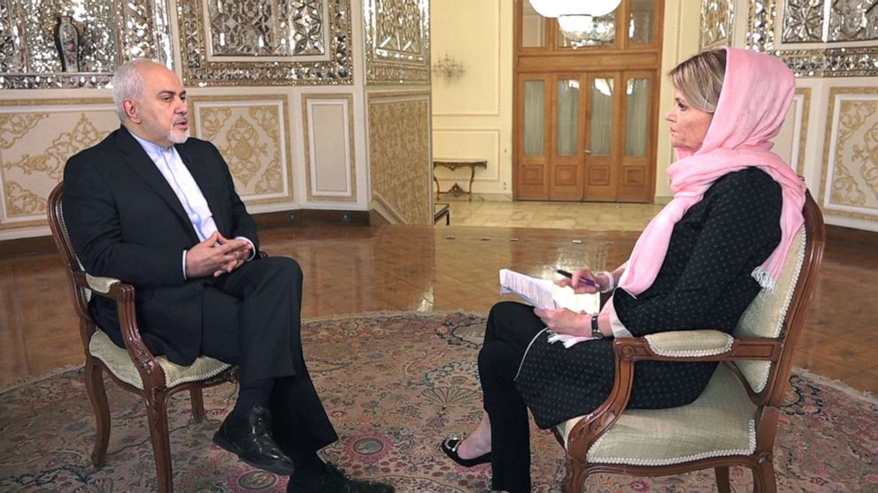 PHOTO: Iranian Foreign Prime Minister Javad Zarif sits down for an interview with ABC News' Martha Raddatz, June 2, 2019.