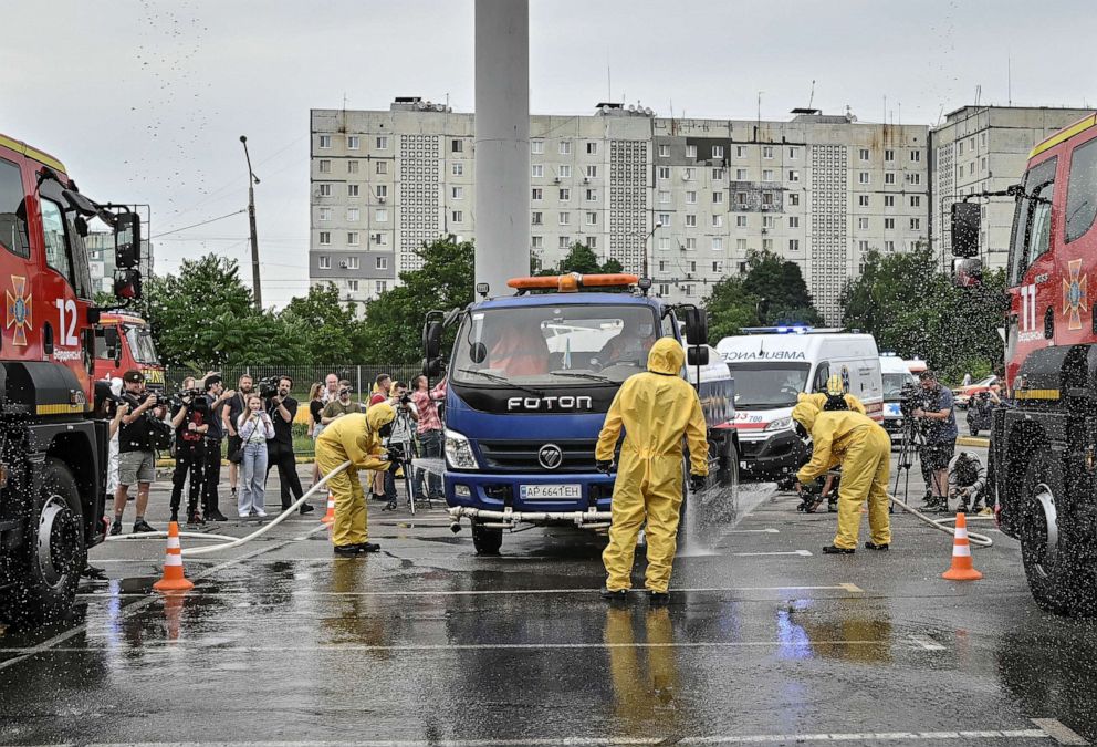 PHOTO: First responders attend anti-radiation drills to prepare for an emergency situation at Zaporizhzhia Nuclear Power Plant, amid Russia's attack on Ukraine, in Zaporizhzhia, Ukraine, June 29, 2023.