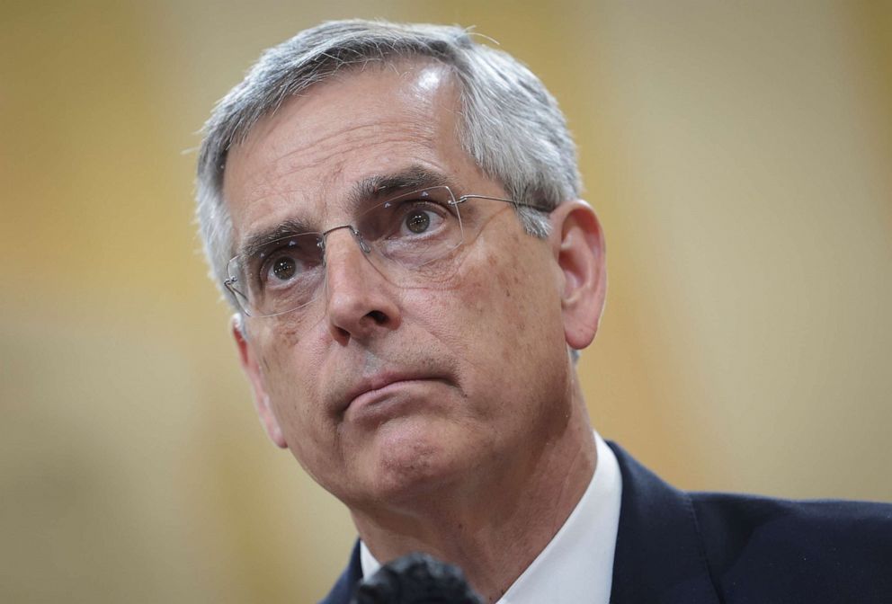 PHOTO: Georgia Secretary of State Brad Raffensperger testifies during the fourth hearing of the January 6th investigation at the U.S. Capitol on June 21, 2022 in Washington.